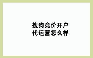 搜狗竞价开户代运营怎么样