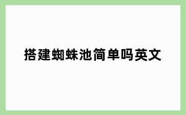 搭建蜘蛛池简单吗英文