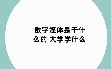 数字媒体是干什么的 大学学什么