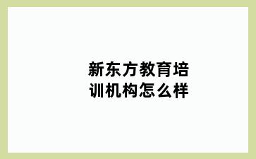 新东方教育培训机构怎么样