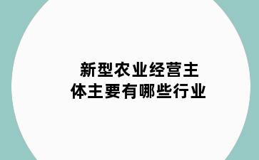 新型农业经营主体主要有哪些行业