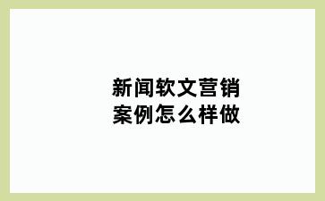 新闻软文营销案例怎么样做