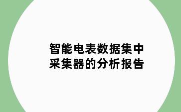 智能电表数据集中采集器的分析报告