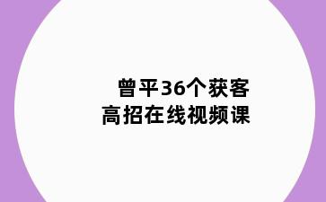 曾平36个获客高招在线视频课