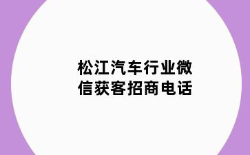 松江汽车行业微信获客招商电话