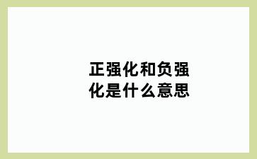 正强化和负强化是什么意思