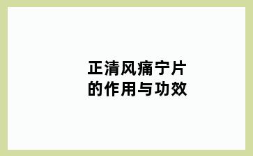 正清风痛宁片的作用与功效