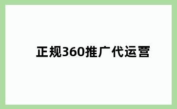 正规360推广代运营