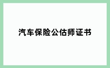 汽车保险公估师证书