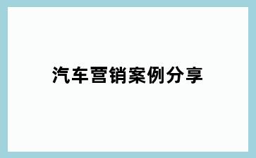 汽车营销案例分享