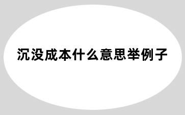 沉没成本什么意思举例子