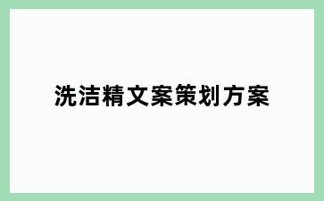 洗洁精文案策划方案