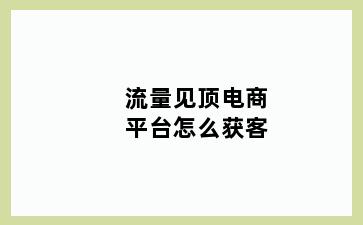 流量见顶电商平台怎么获客