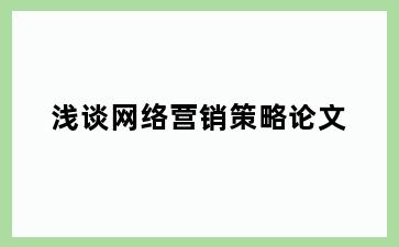 浅谈网络营销策略论文