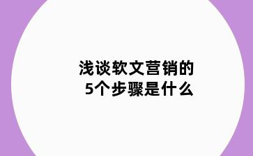 浅谈软文营销的5个步骤是什么