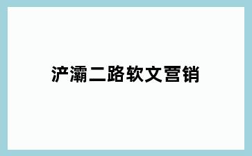 浐灞二路软文营销