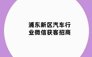 浦东新区汽车行业微信获客招商