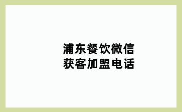 浦东餐饮微信获客加盟电话