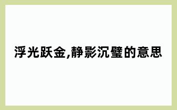 浮光跃金,静影沉璧的意思