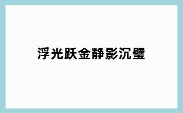 浮光跃金静影沉璧