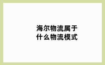 海尔物流属于什么物流模式