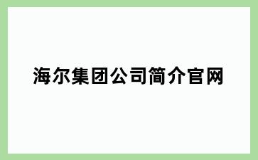 海尔集团公司简介官网