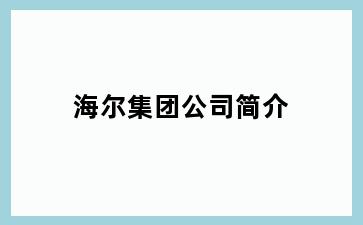 海尔集团公司简介