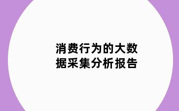 消费行为的大数据采集分析报告