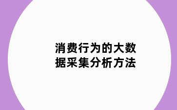 消费行为的大数据采集分析方法