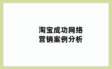 淘宝成功网络营销案例分析