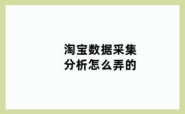 淘宝数据采集分析怎么弄的