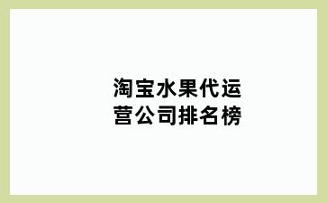 淘宝水果代运营公司排名榜