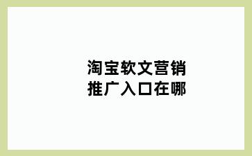 淘宝软文营销推广入口在哪