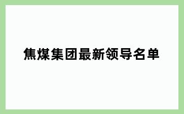 焦煤集团最新领导名单