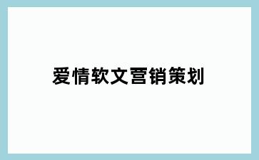 爱情软文营销策划