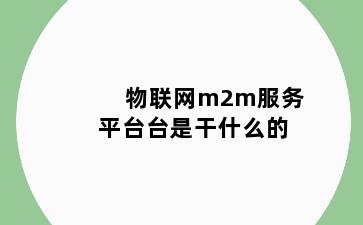 物联网m2m服务平台台是干什么的