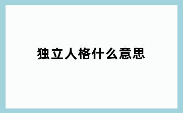 独立人格什么意思