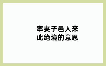 率妻子邑人来此绝境的意思