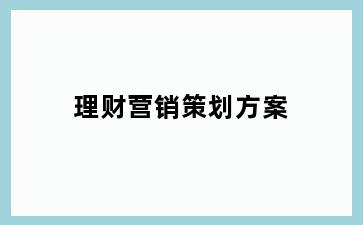 理财营销策划方案