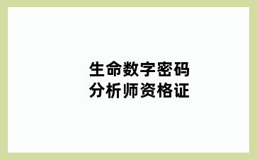 生命数字密码分析师资格证