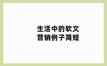 生活中的软文营销例子简短