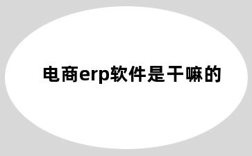 电商erp软件是干嘛的