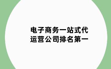 电子商务一站式代运营公司排名第一