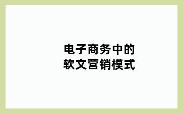 电子商务中的软文营销模式