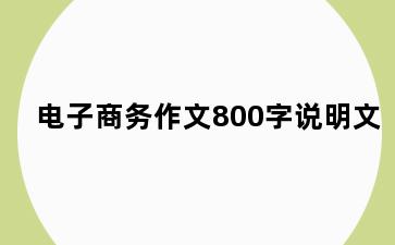 电子商务作文800字说明文