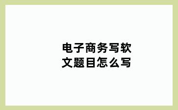 电子商务写软文题目怎么写