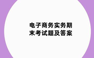 电子商务实务期末考试题及答案