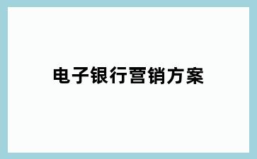 电子银行营销方案