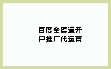 百度全渠道开户推广代运营