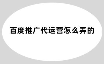 百度推广代运营怎么弄的